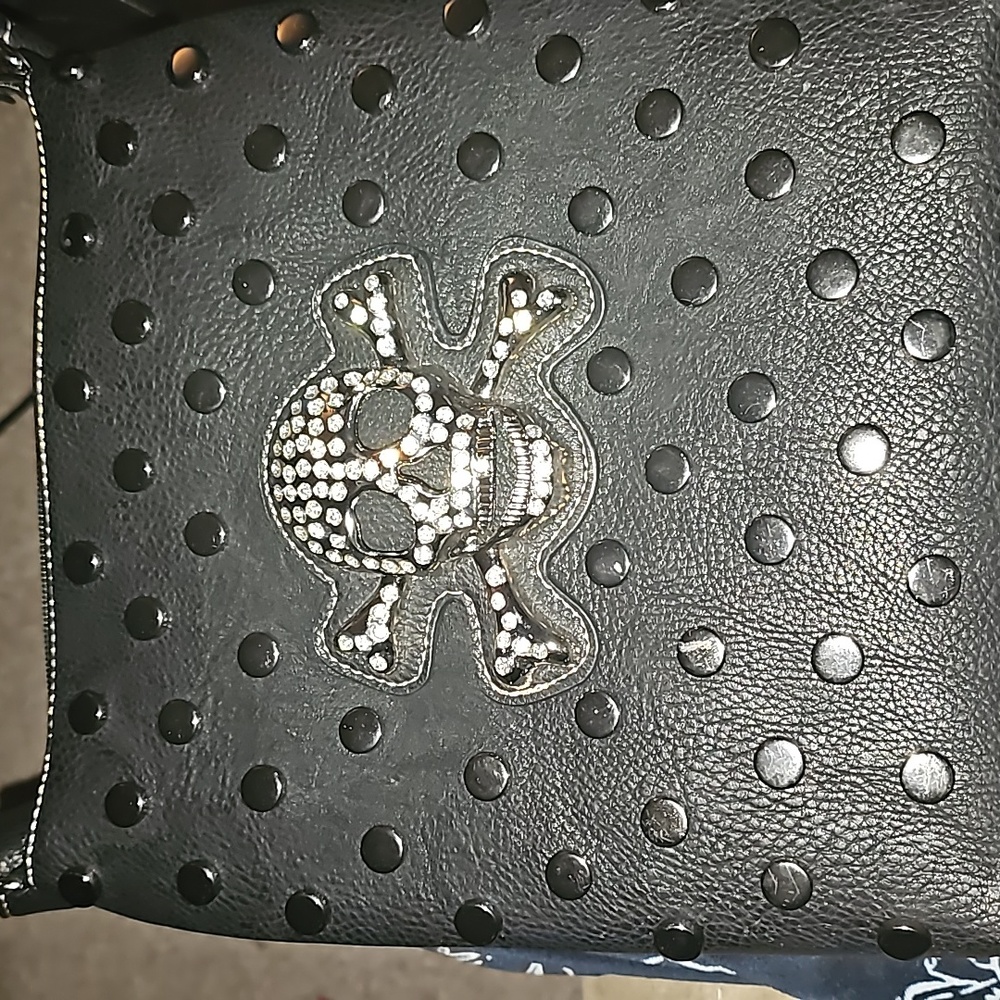 leather diamond skull purse